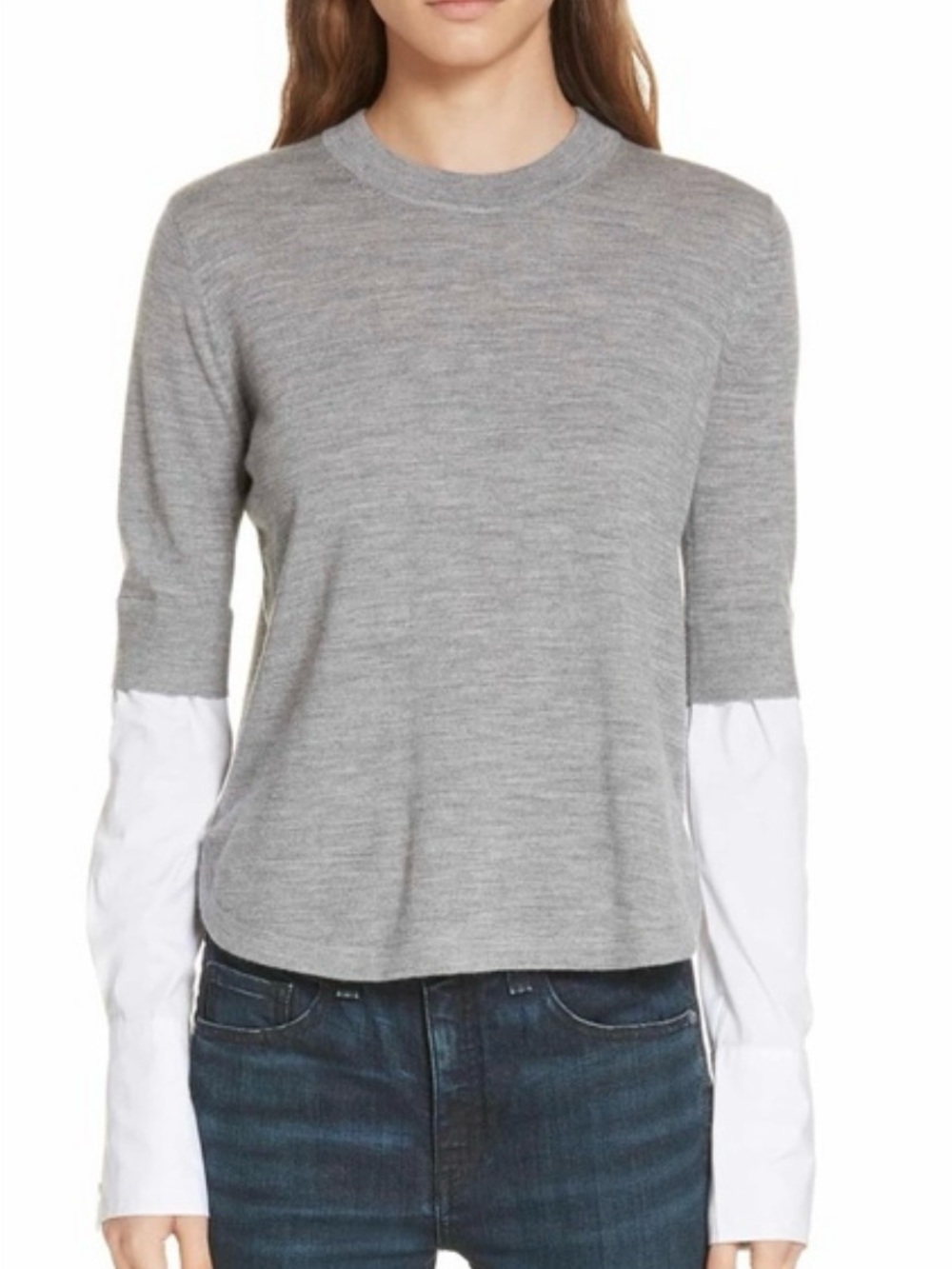 Veronica Beard Roscoe Poplin Sleeve Sweater | Sz M | EUC